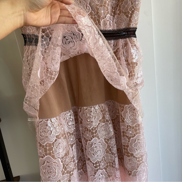 NWOT Self-Portrait Rose Pink Lace Sleeveless Dress - Picture 7 of 16